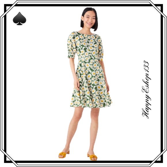 ♠️ 💃 Kate spade NY Women’s Kate Daisy Puff-Sleeve Dress, Courtyard - Picture 9 of 9